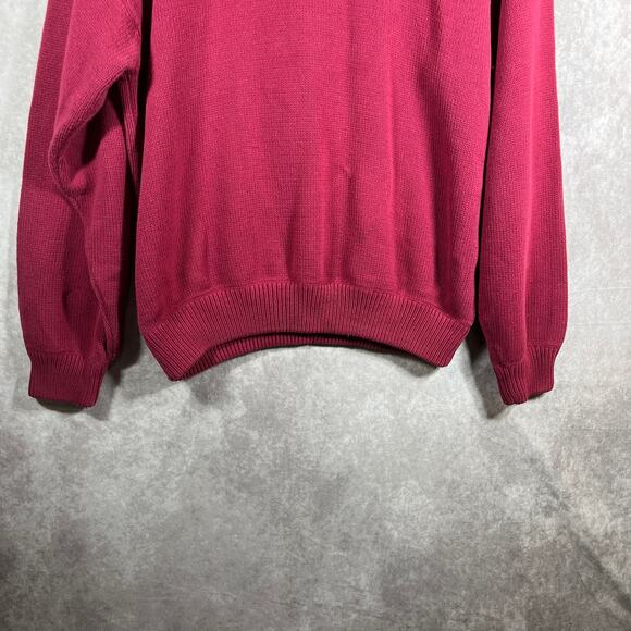 Vintage Eddie Bauer Sweater Mens Large Red Knit Fisherman Heavyweight Crew Neck - Picture 3 of 9
